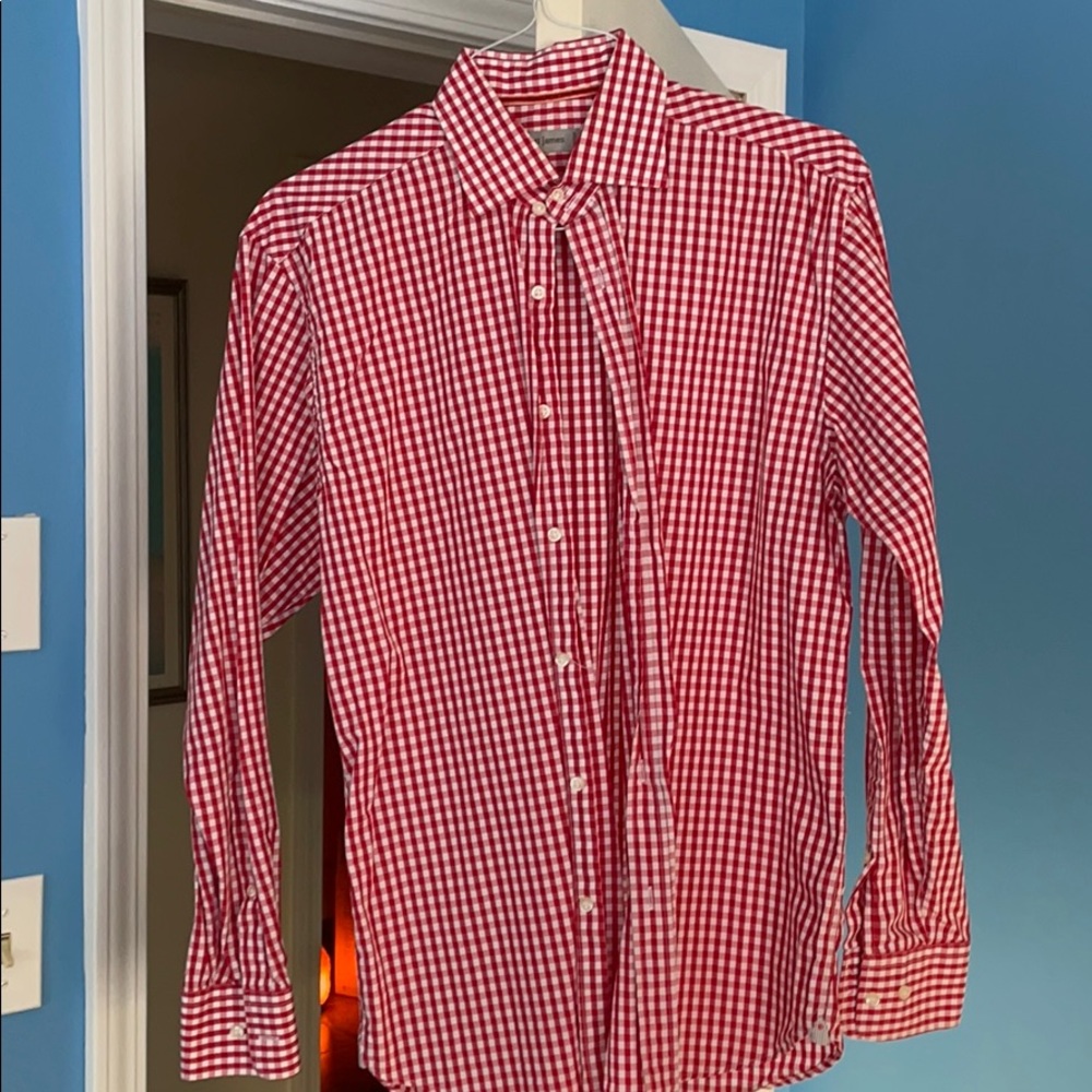 Scott James red gingham men’s button down medium